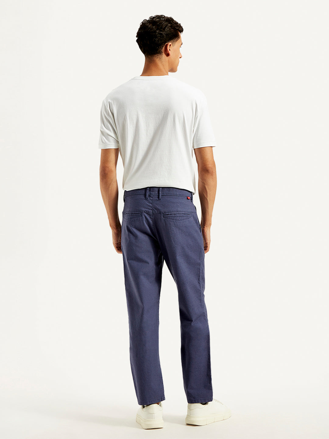 Men's Blue Authentic Straight Fit Linen Chinos