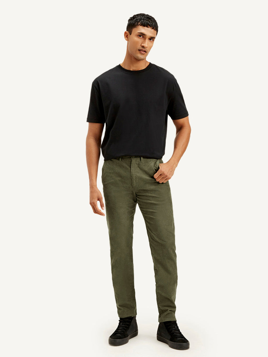 Men's Olive Slim Tapered Fit Chinos
