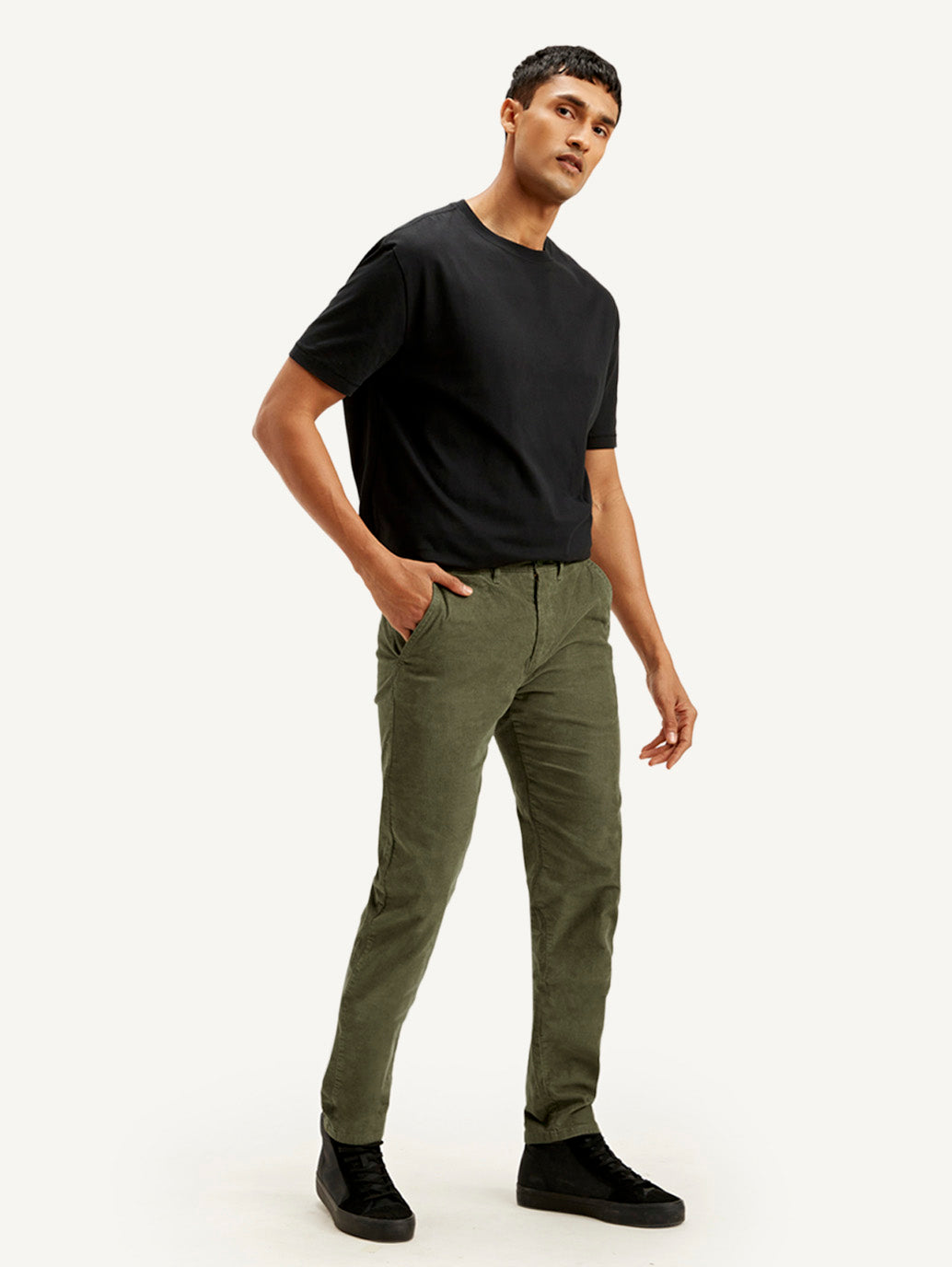 Men's Olive Slim Tapered Fit Chinos