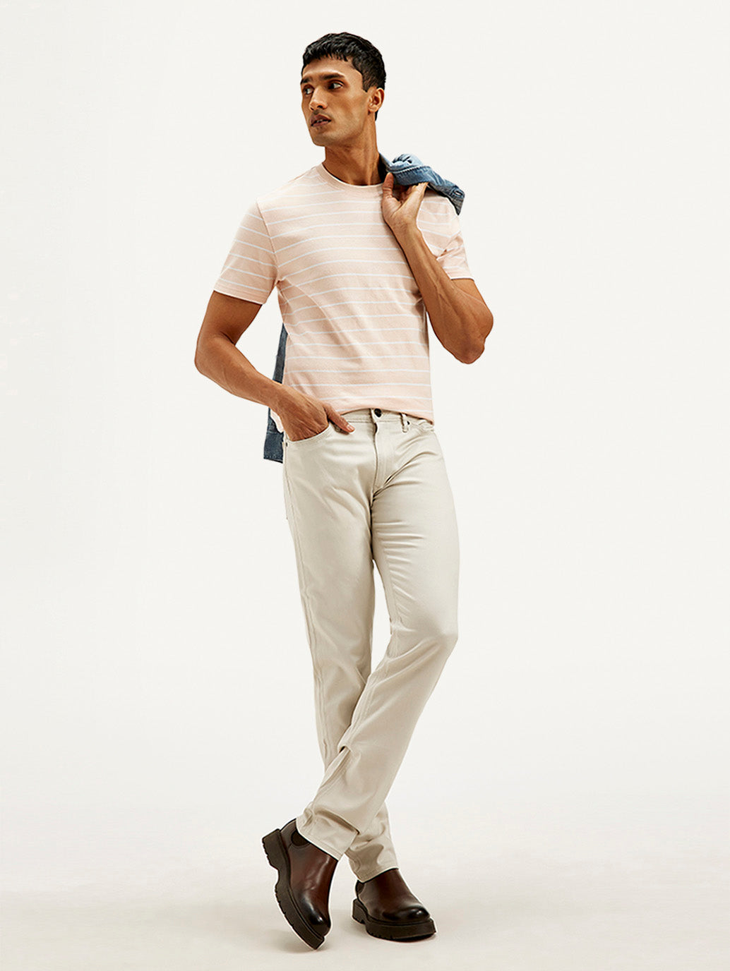 Men's Redloop Off White Slim Fit Trousers