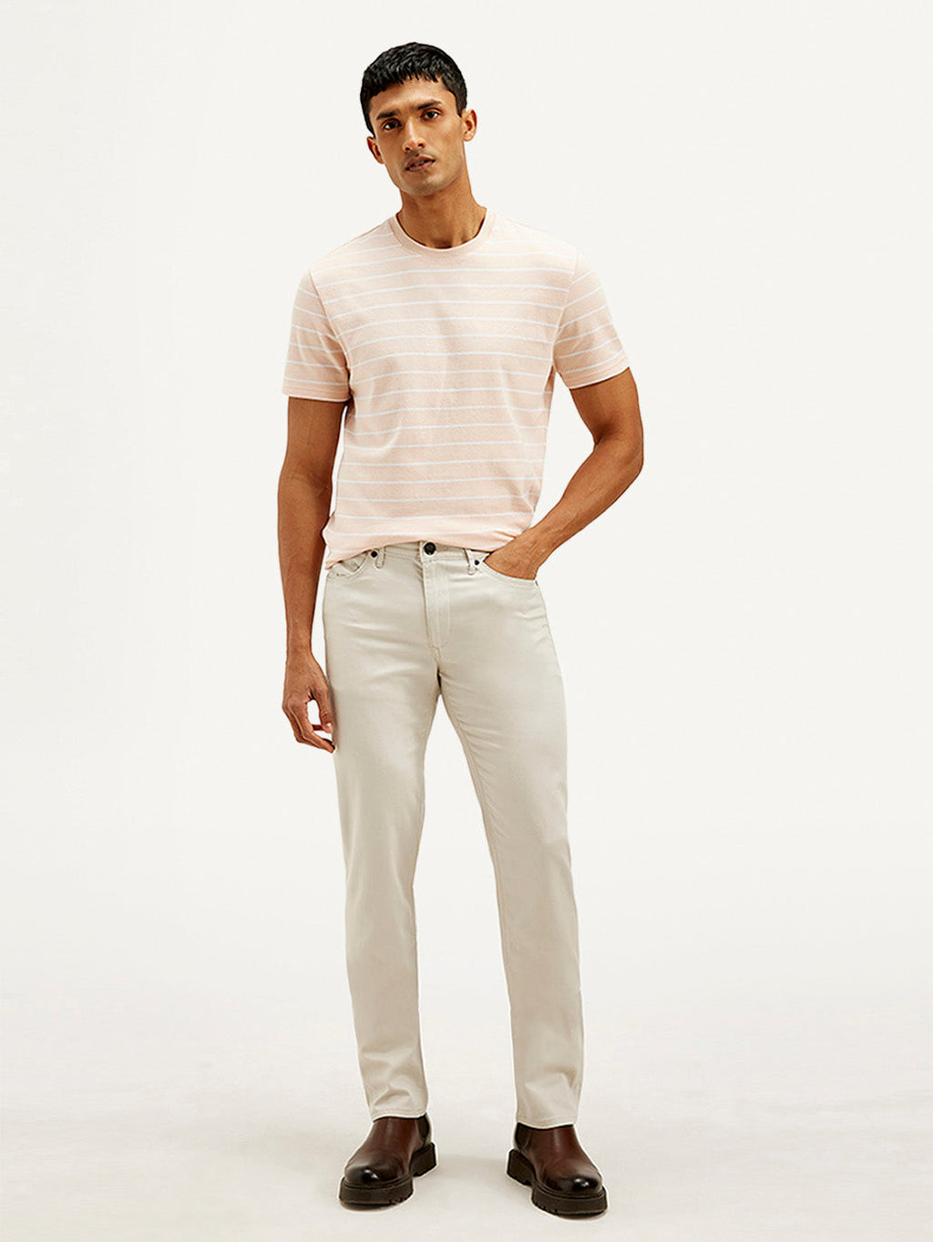 Men's Redloop Off White Slim Fit Trousers