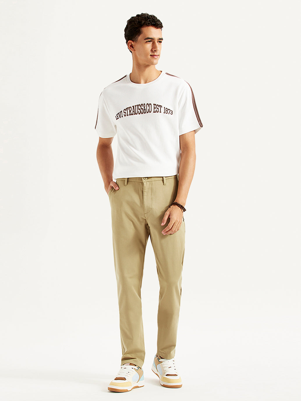 Men's Beige Slim Fit Tech Pant Chinos
