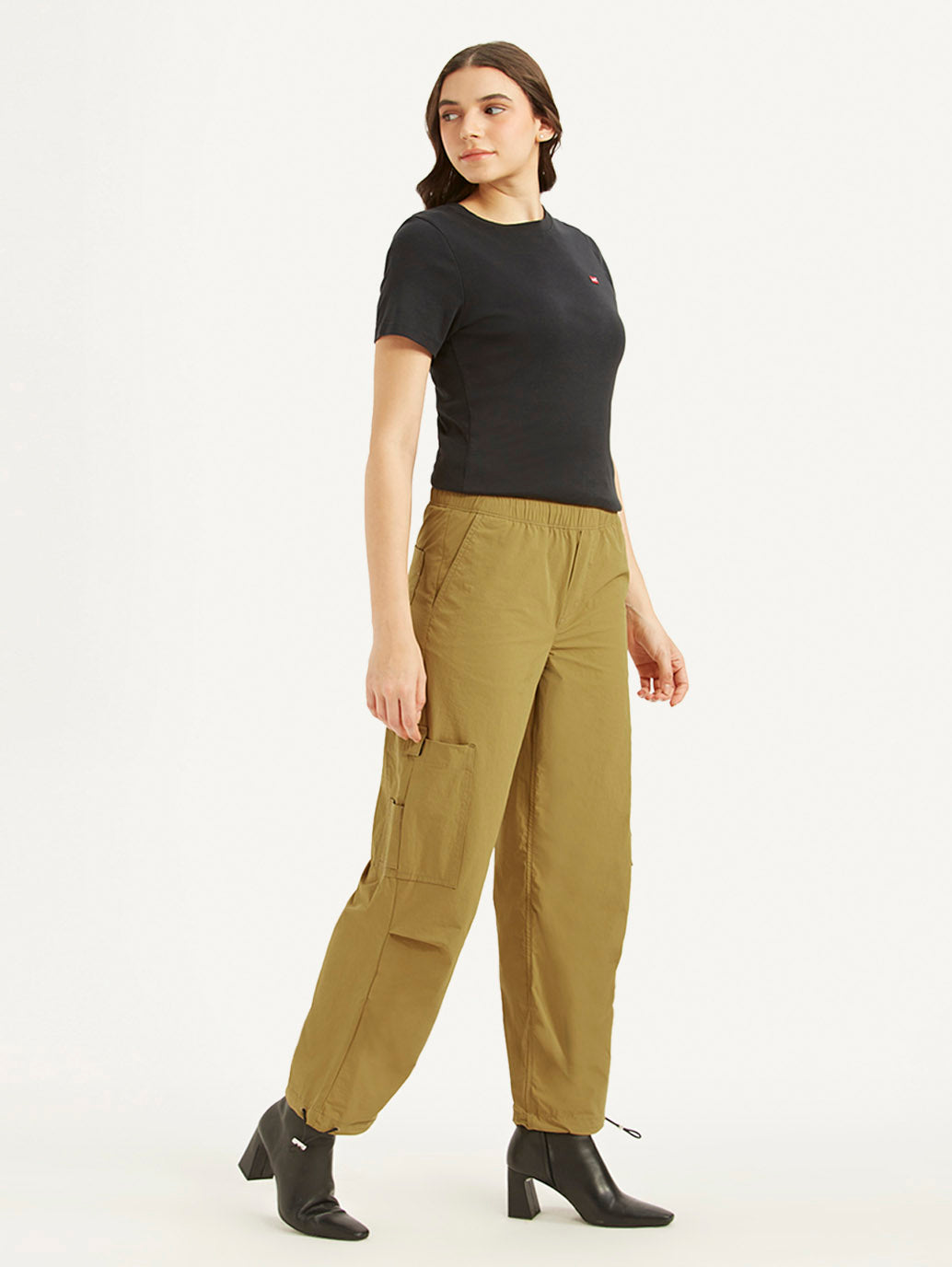 Women's Mid Rise Loose Fit Baggy Dad Cargo Trousers