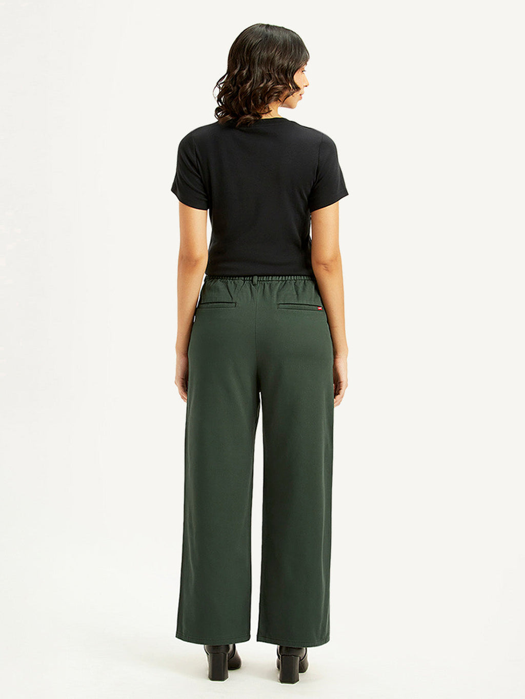 Women's High Rise Olive Loose Fit Trousers