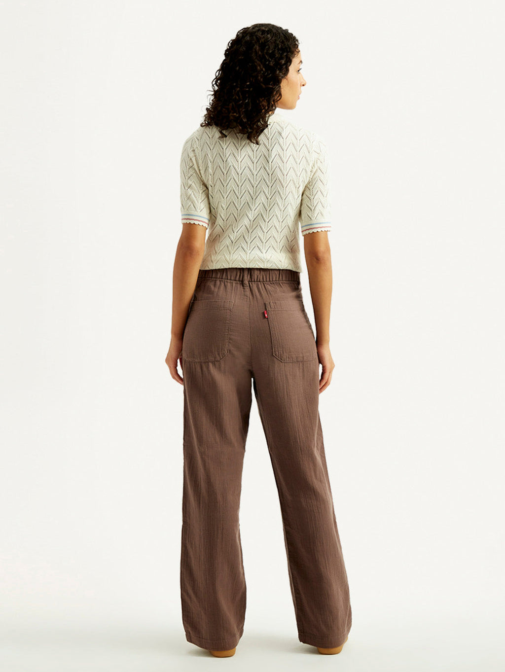Women's Brown Loose Fit Mid Rise Trousers