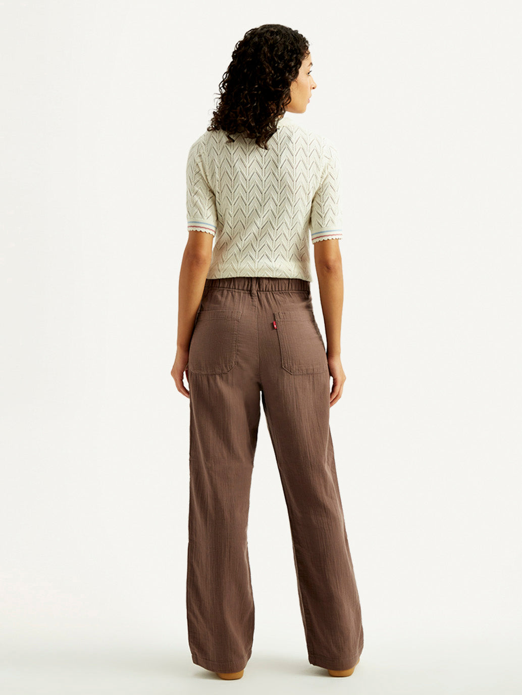 Women's Brown Loose Fit Mid Rise Trousers