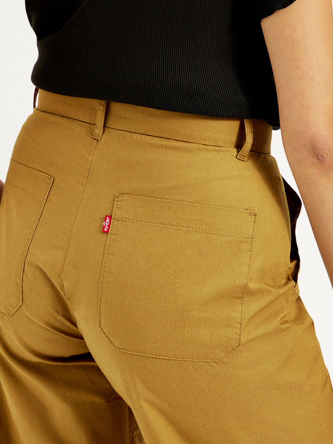 Women's Mid Rise Mustard Straight Fit Trousers