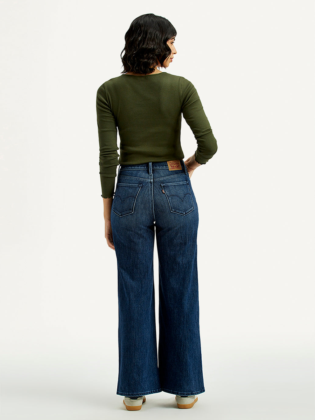 Women's 318 Dark Indigo Shaping Wide Leg Fit Mid Rise Jeans