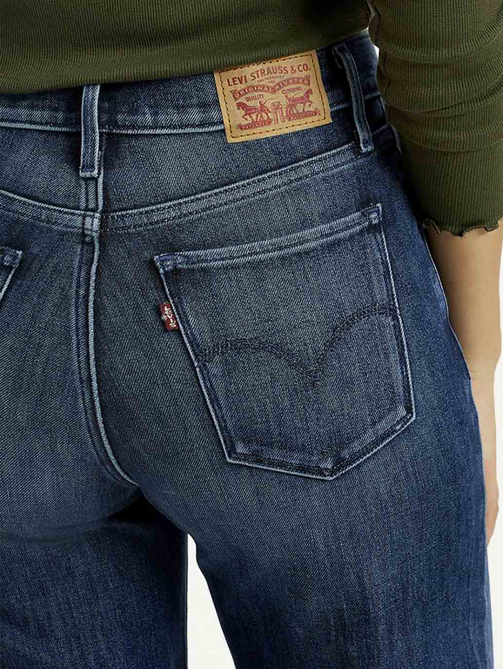 Women's 318 Dark Indigo Shaping Wide Leg Fit Mid Rise Jeans