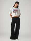 Women's 318 Black Wide Leg Fit Mid Rise Jeans