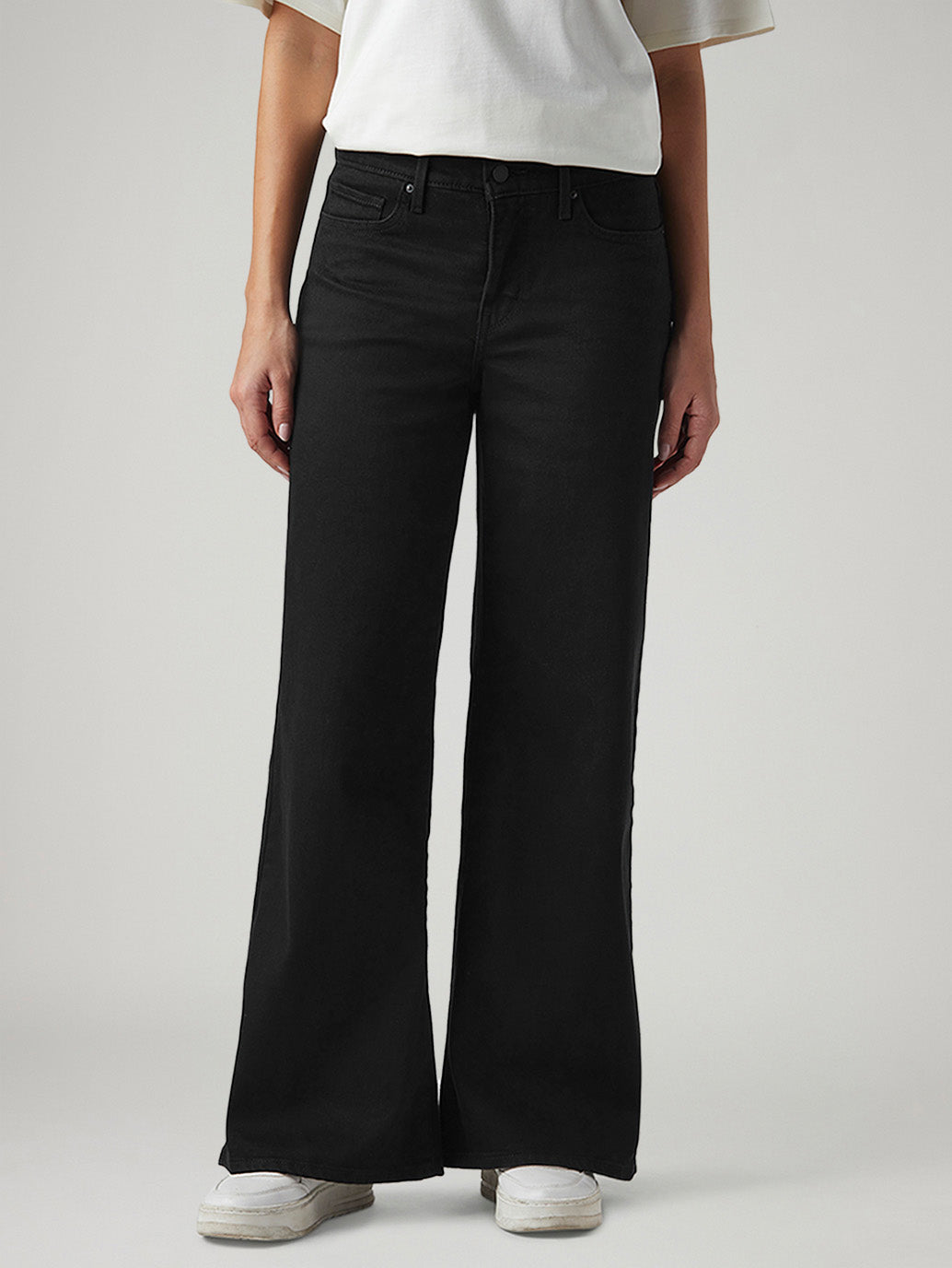 Women's 318 Black Wide Leg Fit Mid Rise Jeans