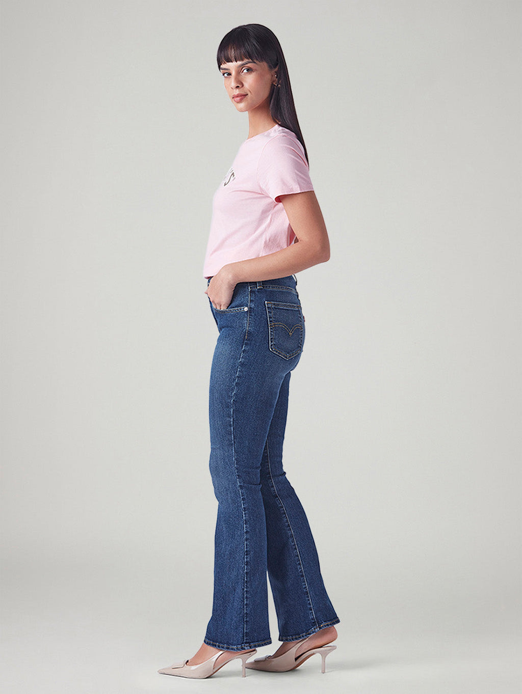 Women's 726 Blue Flared Fit High Rise Jeans
