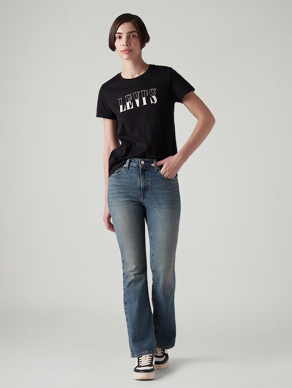 Women's 726 Med Indigo Flared Fit High Rise Tinted Jeans