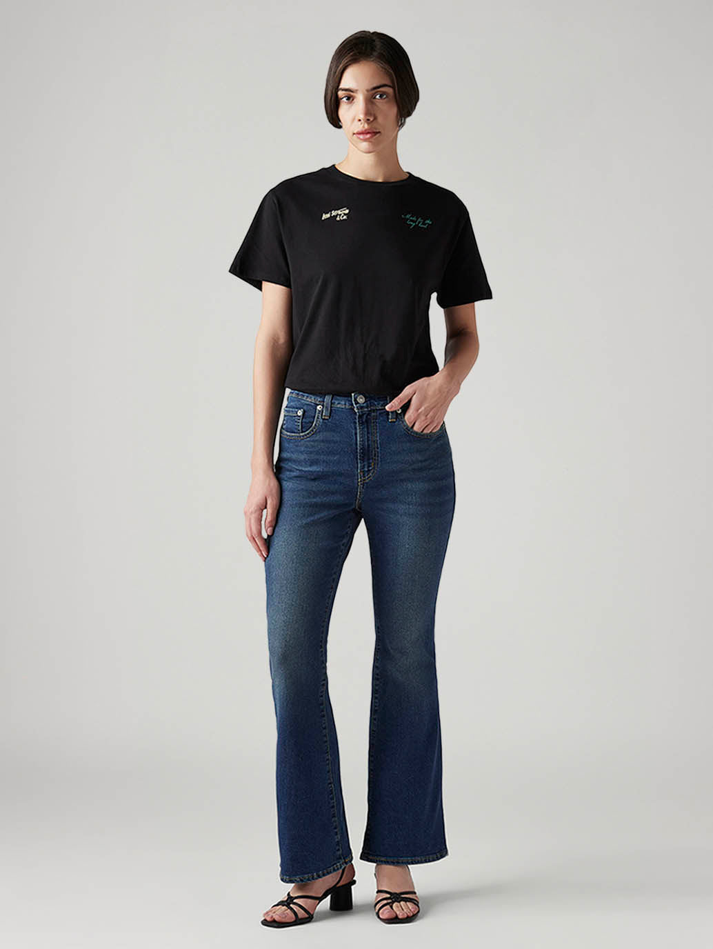 Women's 726 Blue Flared Fit High Rise Tinted Jeans