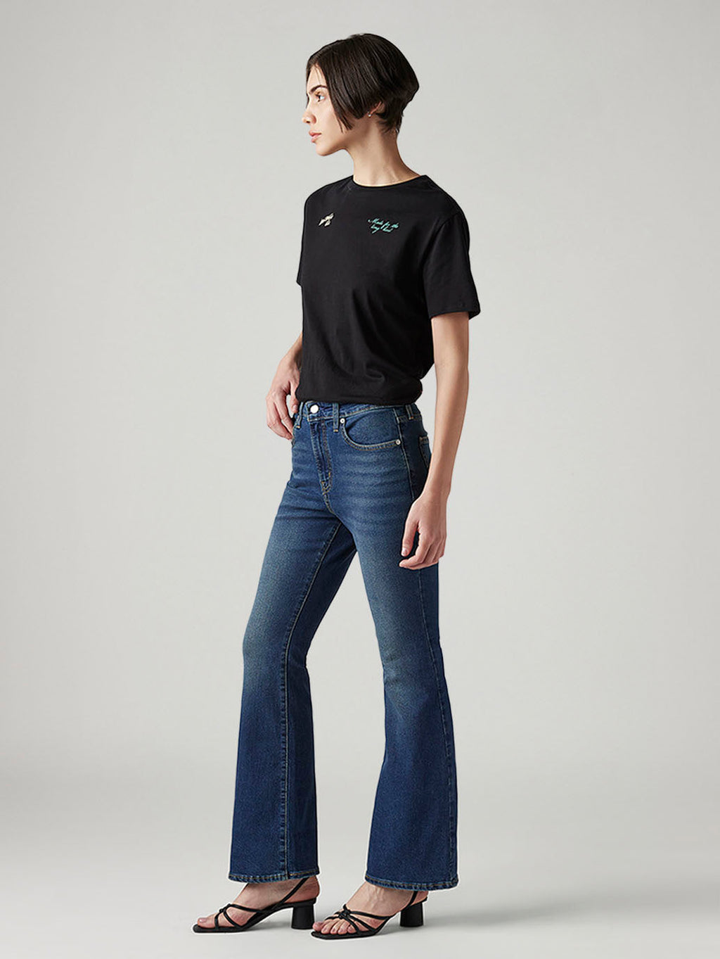 Women's 726 Blue Flared Fit High Rise Tinted Jeans