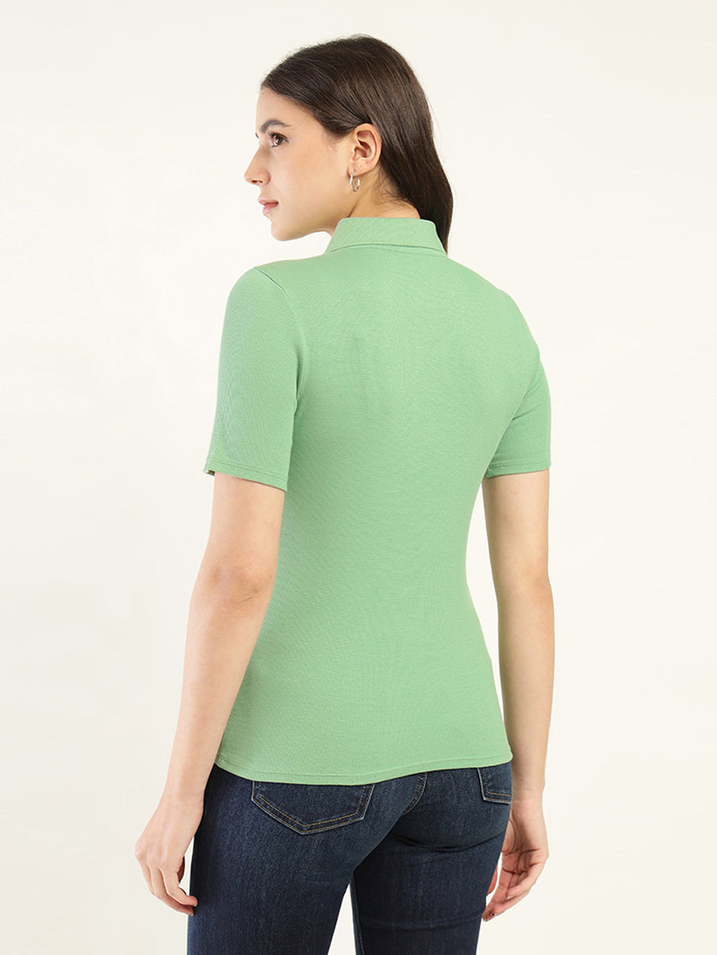 Women's Solid Slim Fit Polo T-Shirt