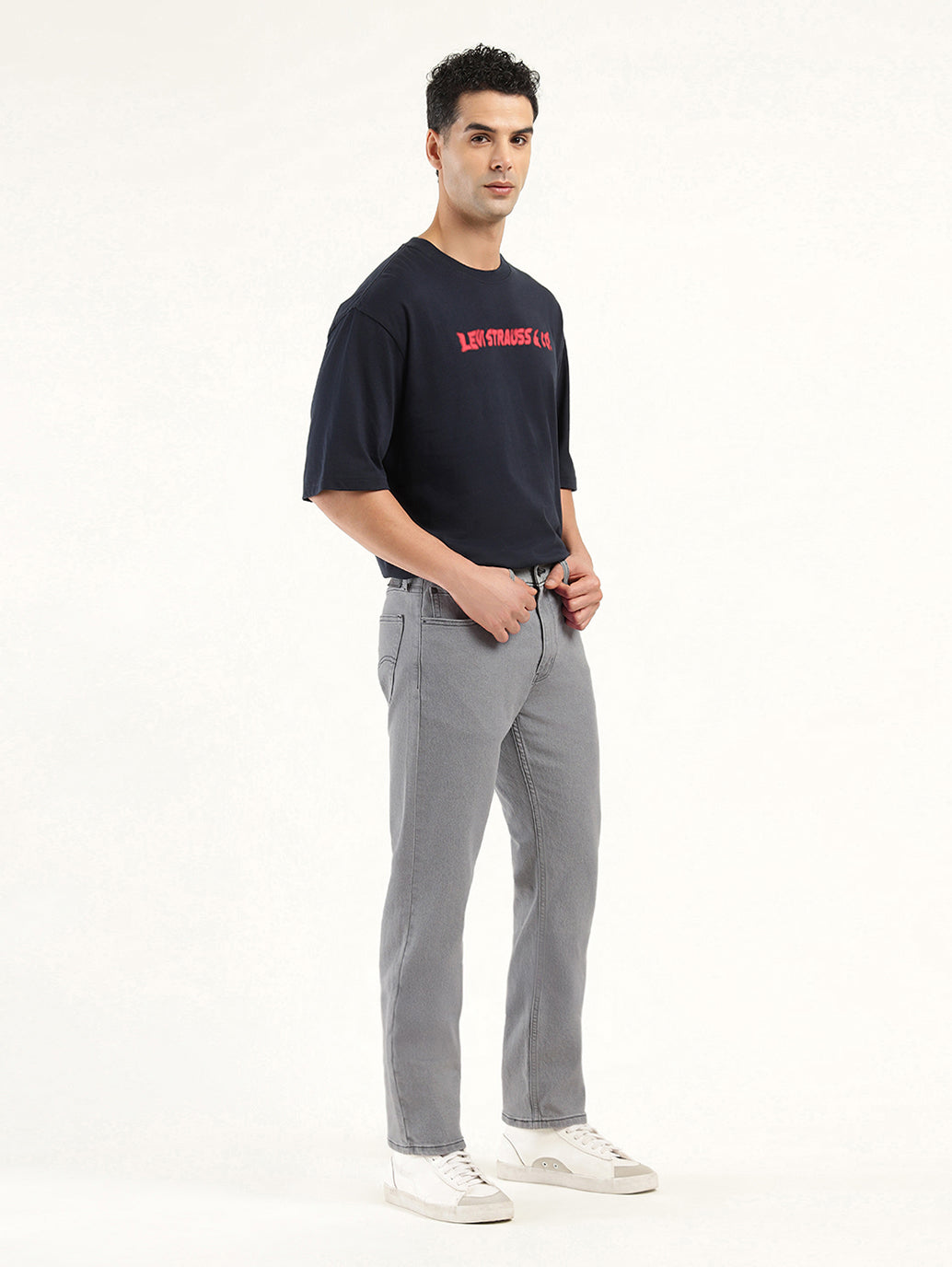 Men's 513 Grey Slim Straight Fit Mid Rise Jeans