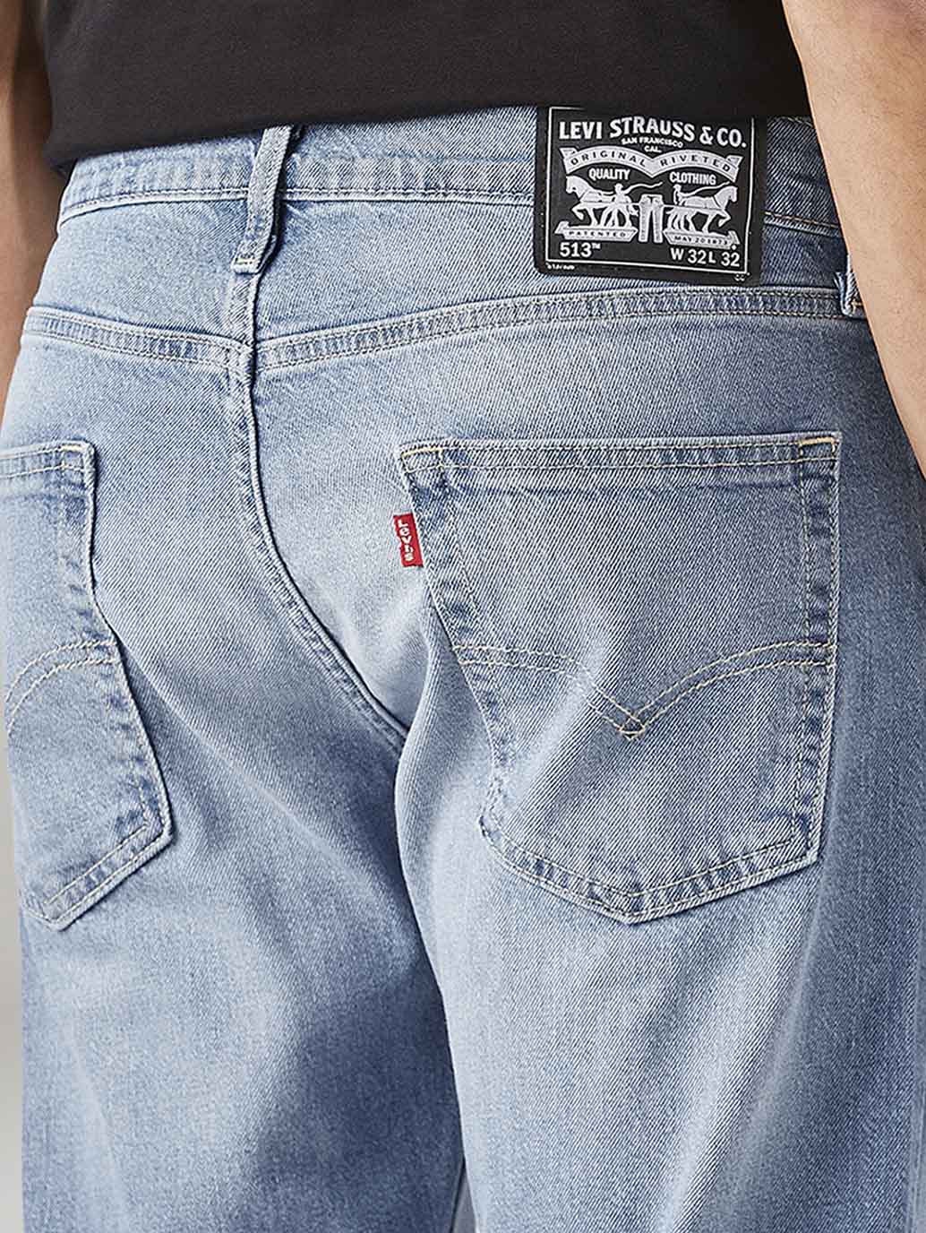 Men's 513 Light Blue Slim Straight Fit Mid Rise Jeans