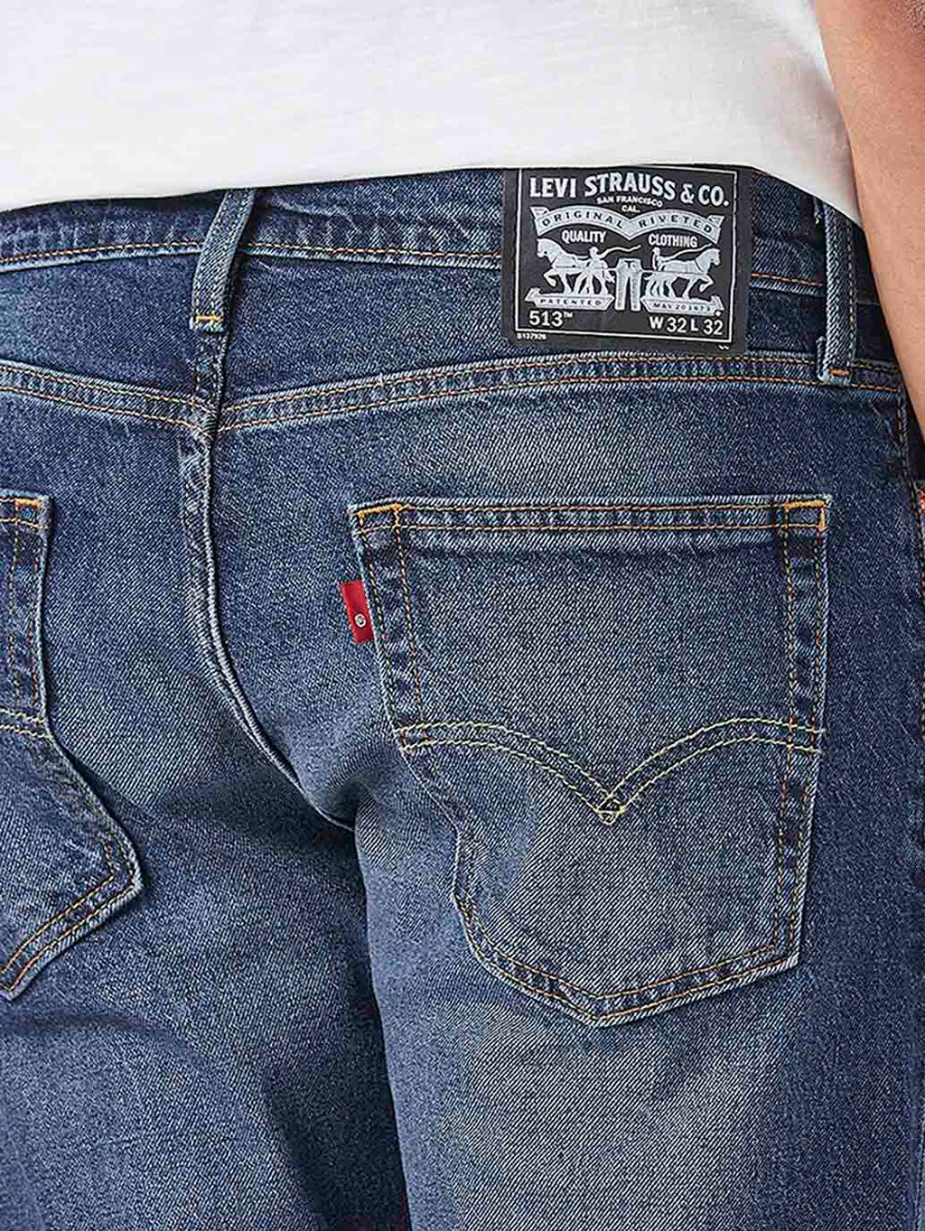 Men's 513 Blue Slim Straight Fit Mid Rise Jeans