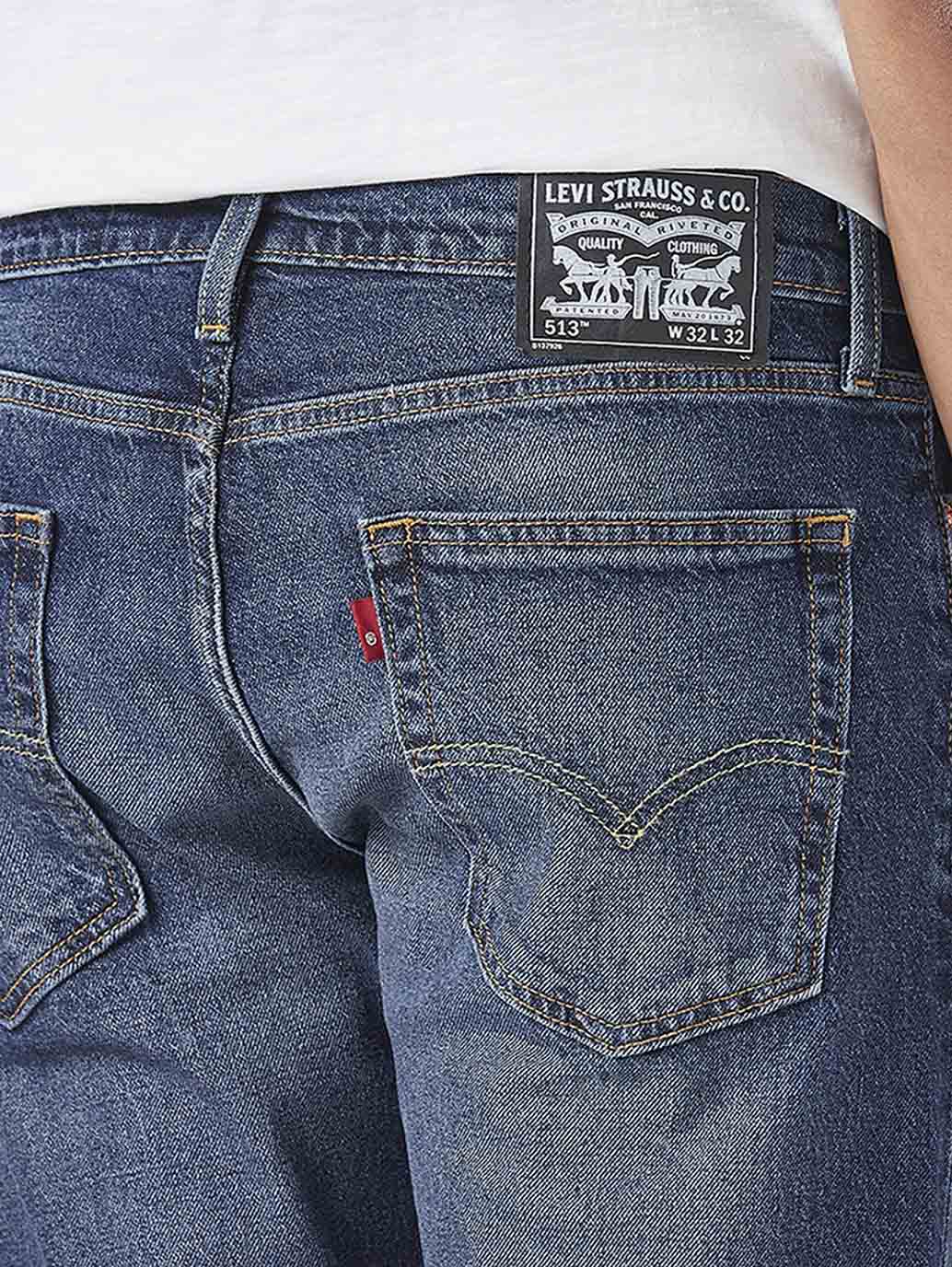 Men's 513 Blue Slim Straight Fit Mid Rise Jeans