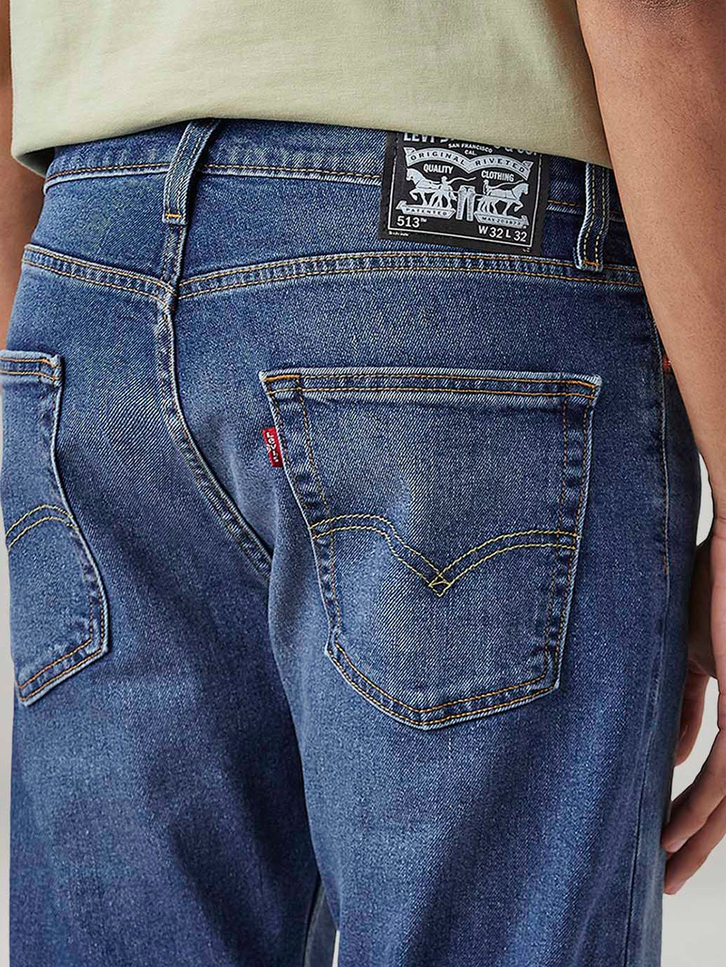Men's 513 Blue Slim Straight Fit Mid Rise Jeans