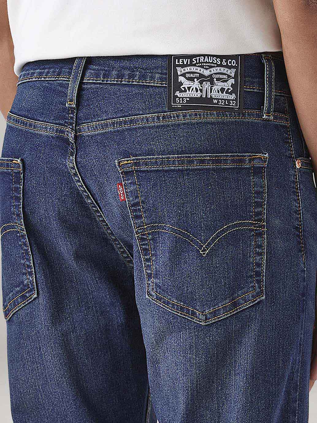 Men's 513 Blue Slim Straight Fit Mid Rise Tinted Jeans