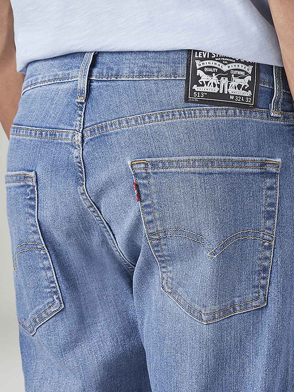 Men's 513 Light Blue Slim Straight Fit Mid Rise Jeans