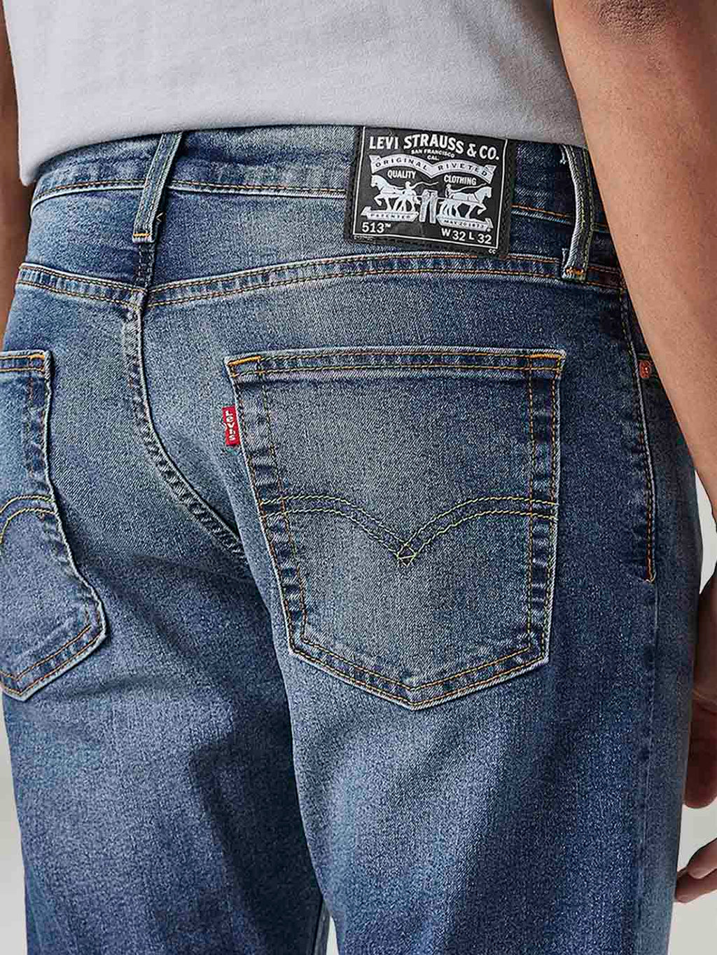 Men's 513 Blue Slim Straight Fit Mid Rise Jeans