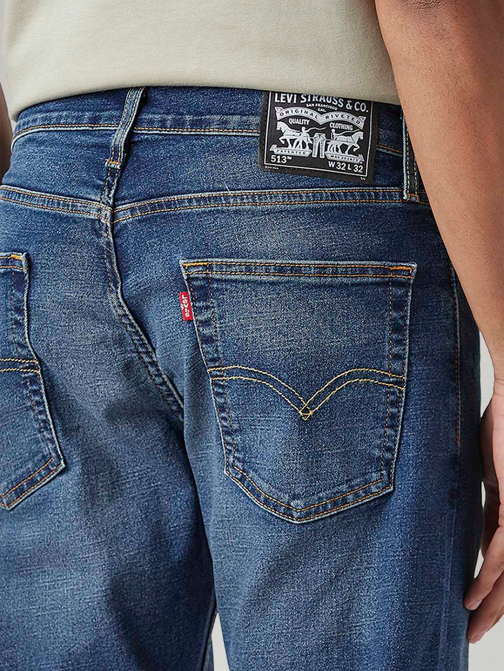 Men's 513 Blue Slim Straight Fit Mid Rise Jeans