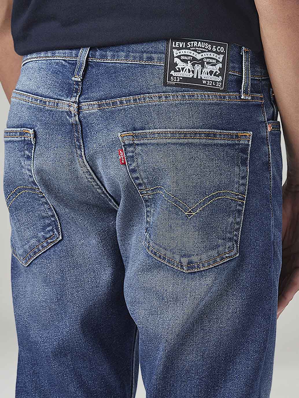 Men's 513 Blue Slim Straight Fit Mid Rise Tinted Jeans