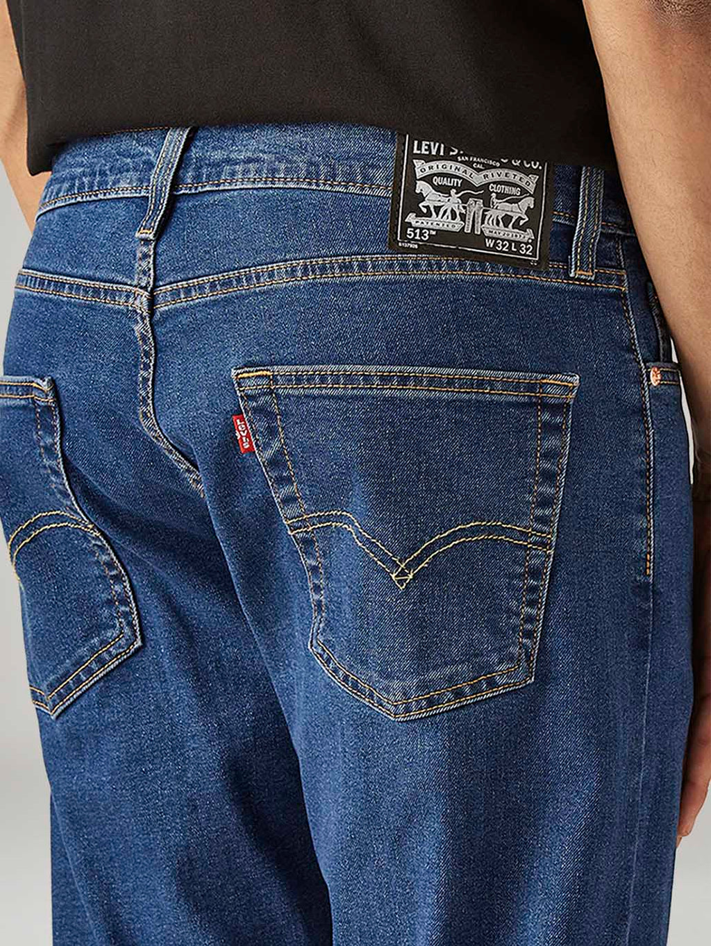 Men's 513 Blue Slim Straight Fit Mid Rise Jeans