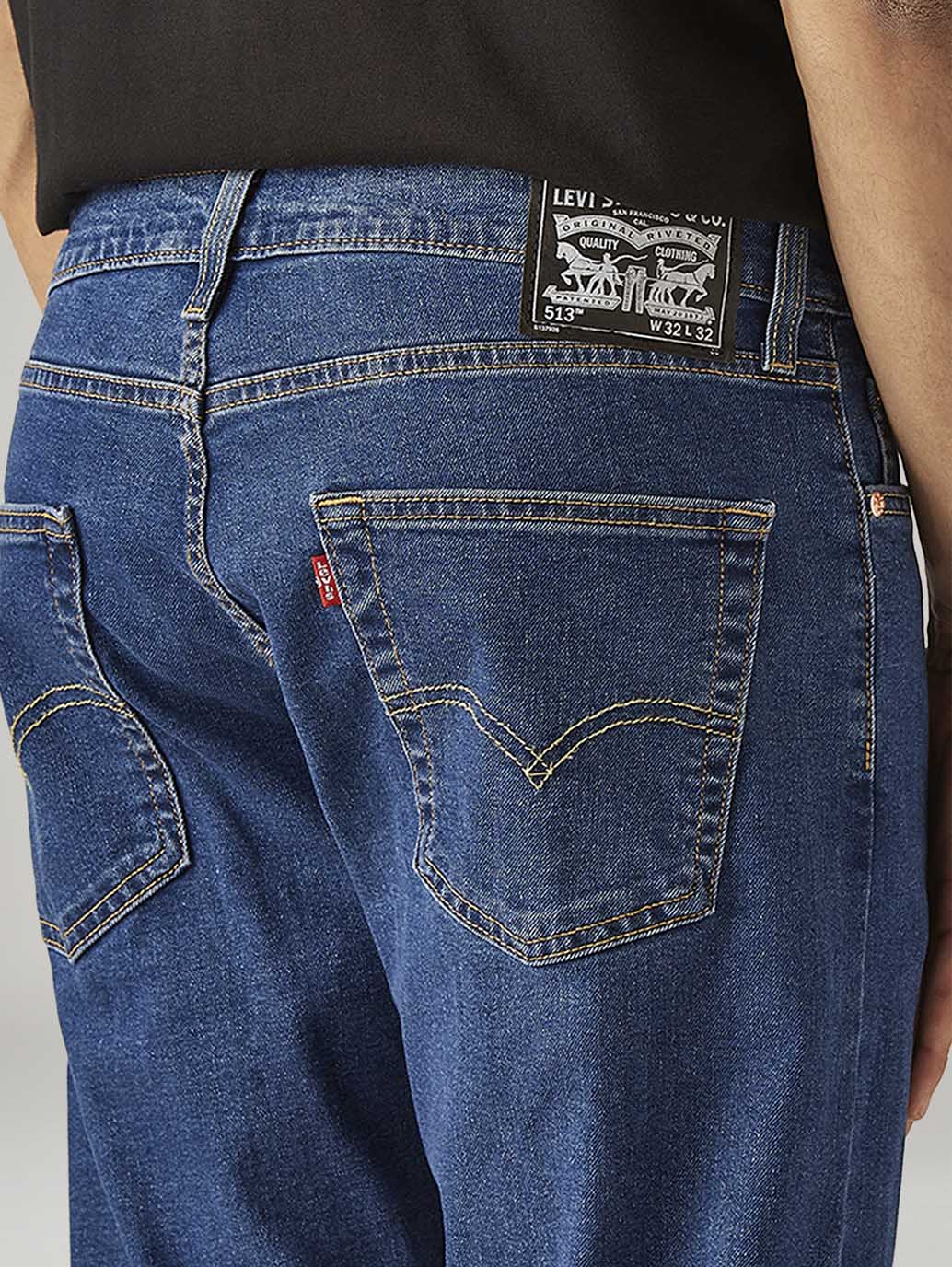 Men's 513 Blue Slim Straight Fit Mid Rise Jeans