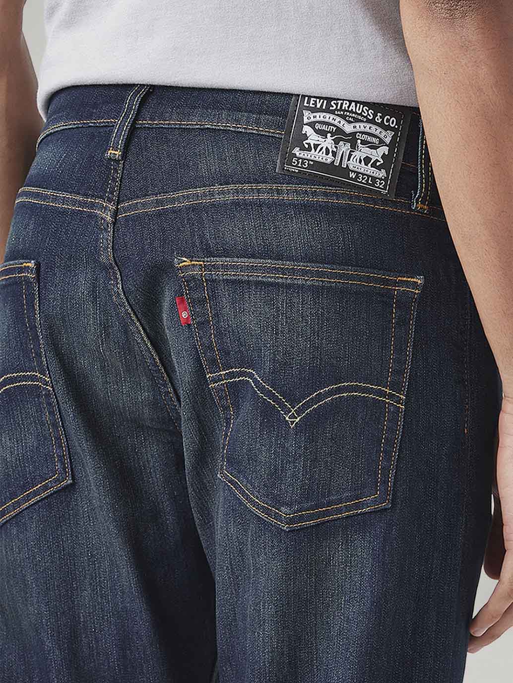 Men's 513 Dark Indigo Slim Straight Fit Mid Rise Tinted Jeans