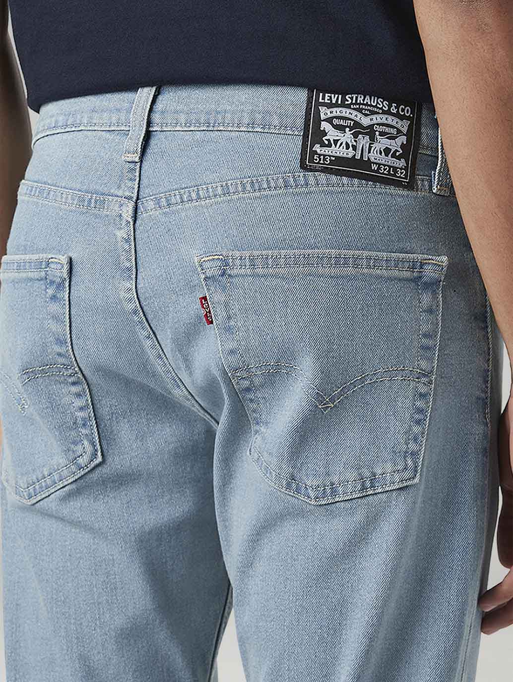 Men's 513 Light Blue Slim Straight Fit Mid Rise Tinted Jeans