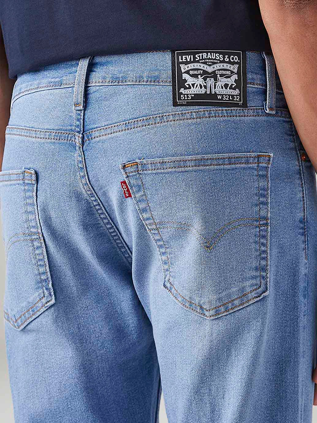 Men's 513 Light Blue Slim Straight Fit Mid Rise Jeans