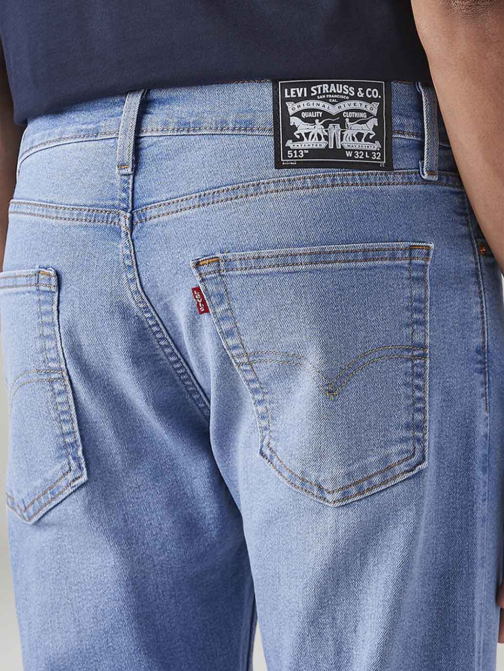 Men's 513 Light Blue Slim Straight Fit Mid Rise Jeans