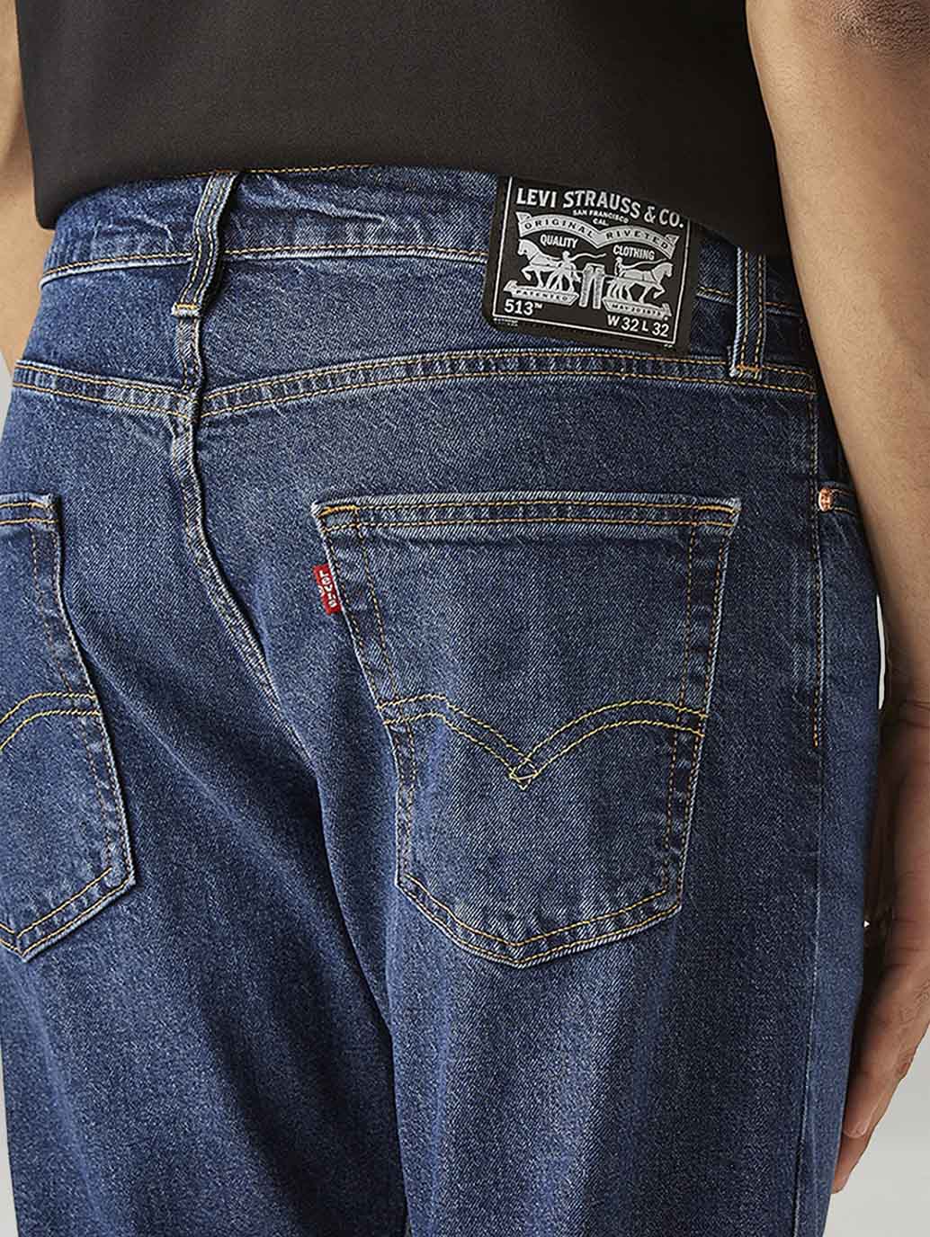 Men's 513 Blue Slim Straight Fit Mid Rise Jeans