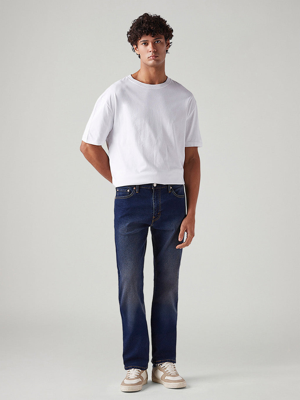 Men's 513 Dark Blue Slim Straight Fit Mid Rise Tinted Jeans