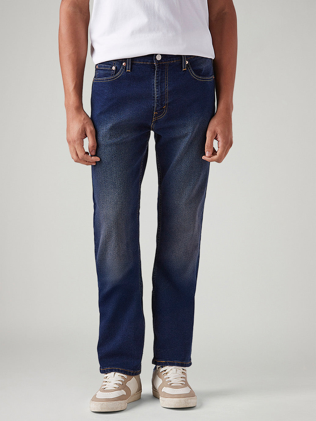 Men's 513 Dark Blue Slim Straight Fit Mid Rise Tinted Jeans