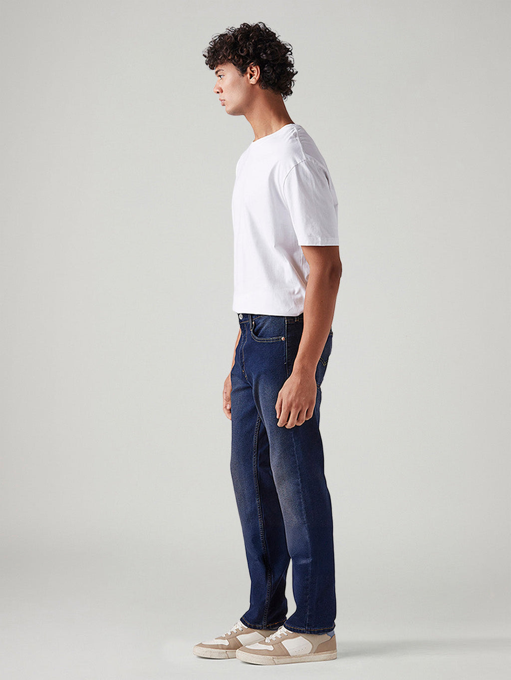 Men's 513 Dark Blue Slim Straight Fit Mid Rise Tinted Jeans