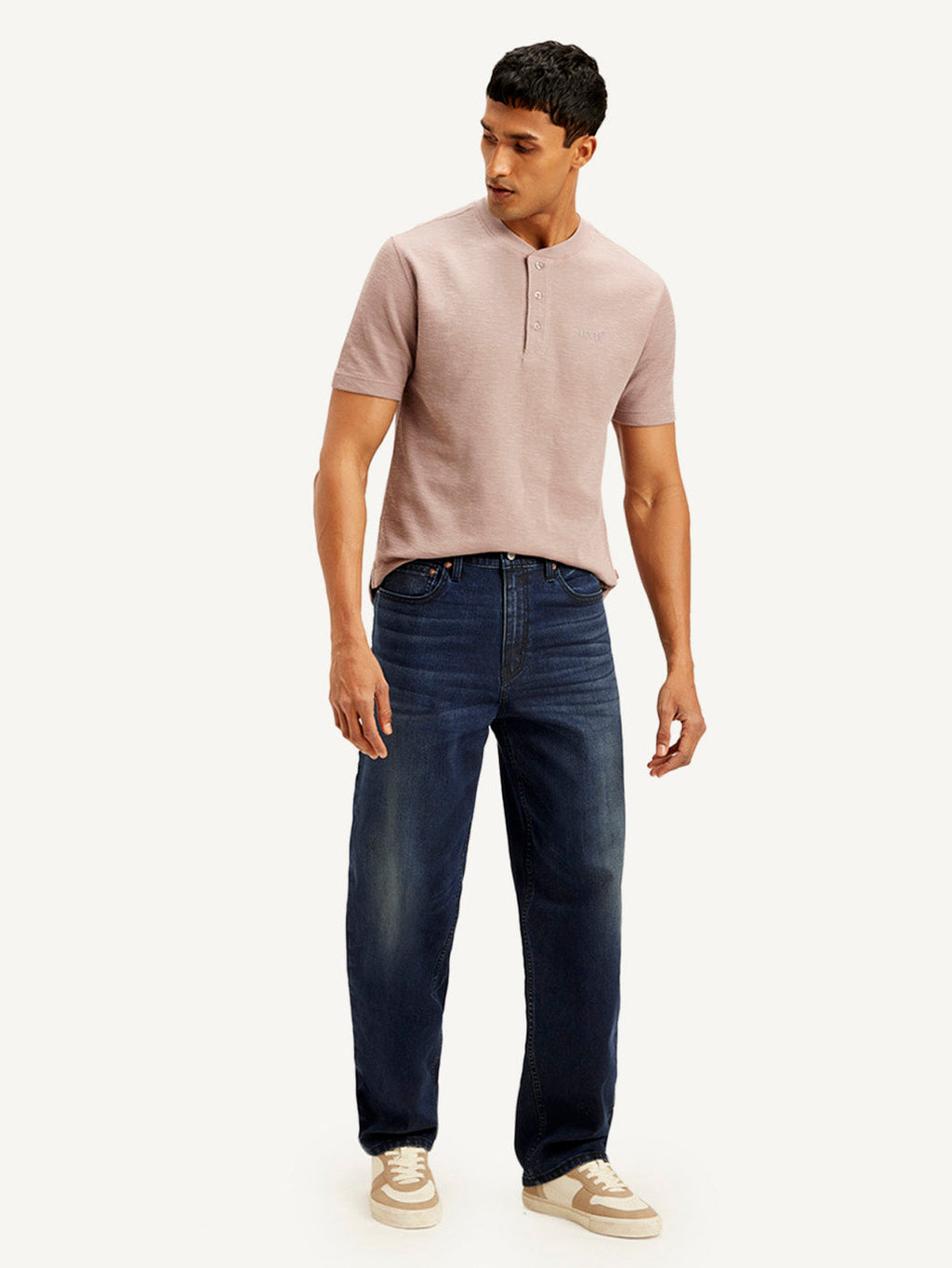 Men's 568 Navy Blue Loose Fit Mid Rise Jeans