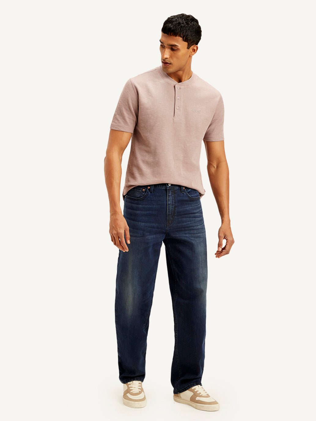 Men's 568 Navy Blue Loose Fit Mid Rise Jeans