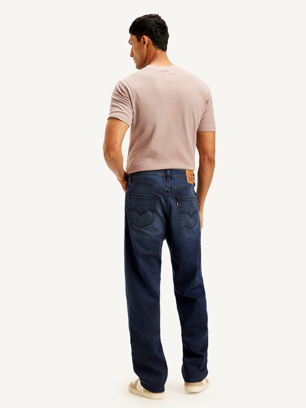 Men's 568 Navy Blue Loose Fit Mid Rise Jeans