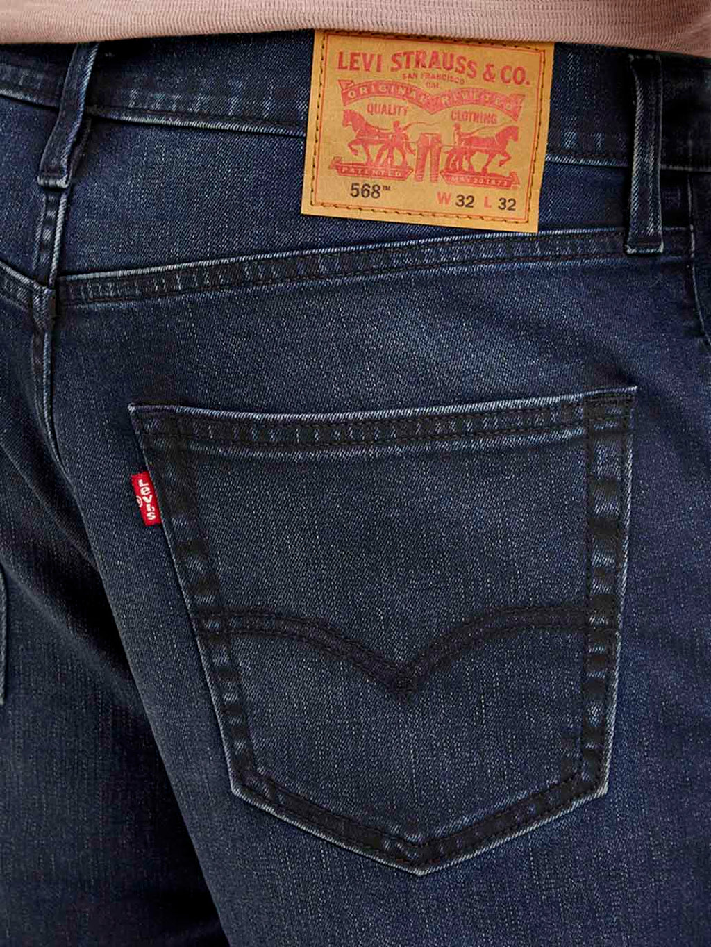 Men's 568 Navy Blue Loose Fit Mid Rise Jeans