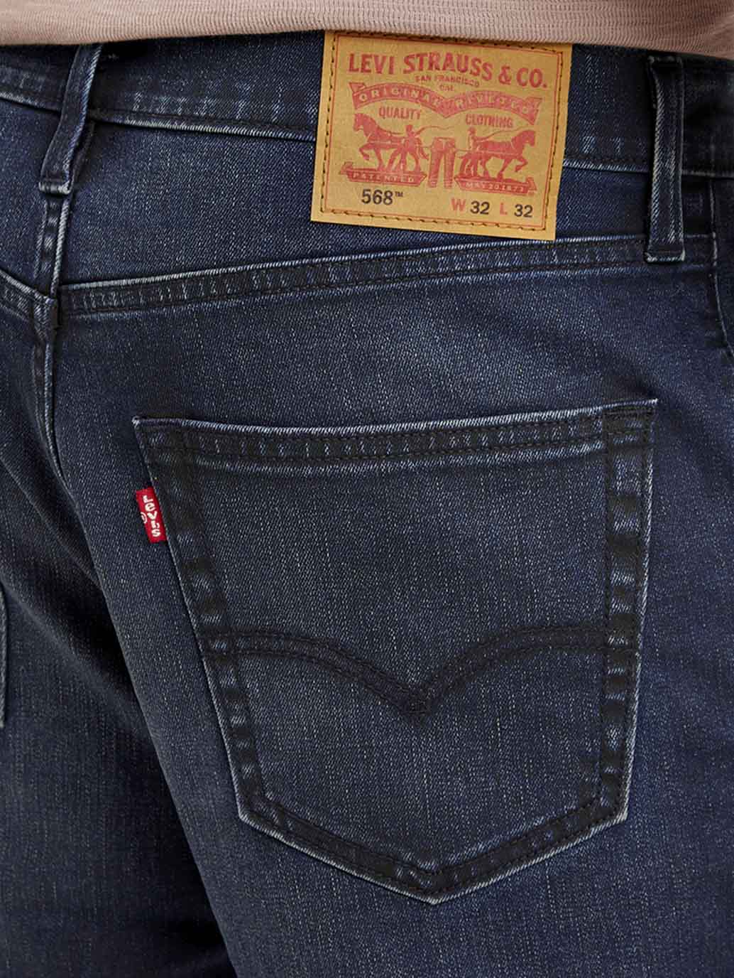 Men's 568 Navy Blue Loose Fit Mid Rise Jeans
