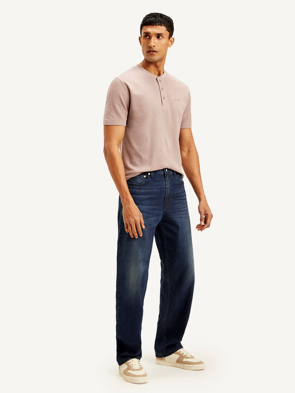 Men's 568 Navy Blue Loose Fit Mid Rise Jeans