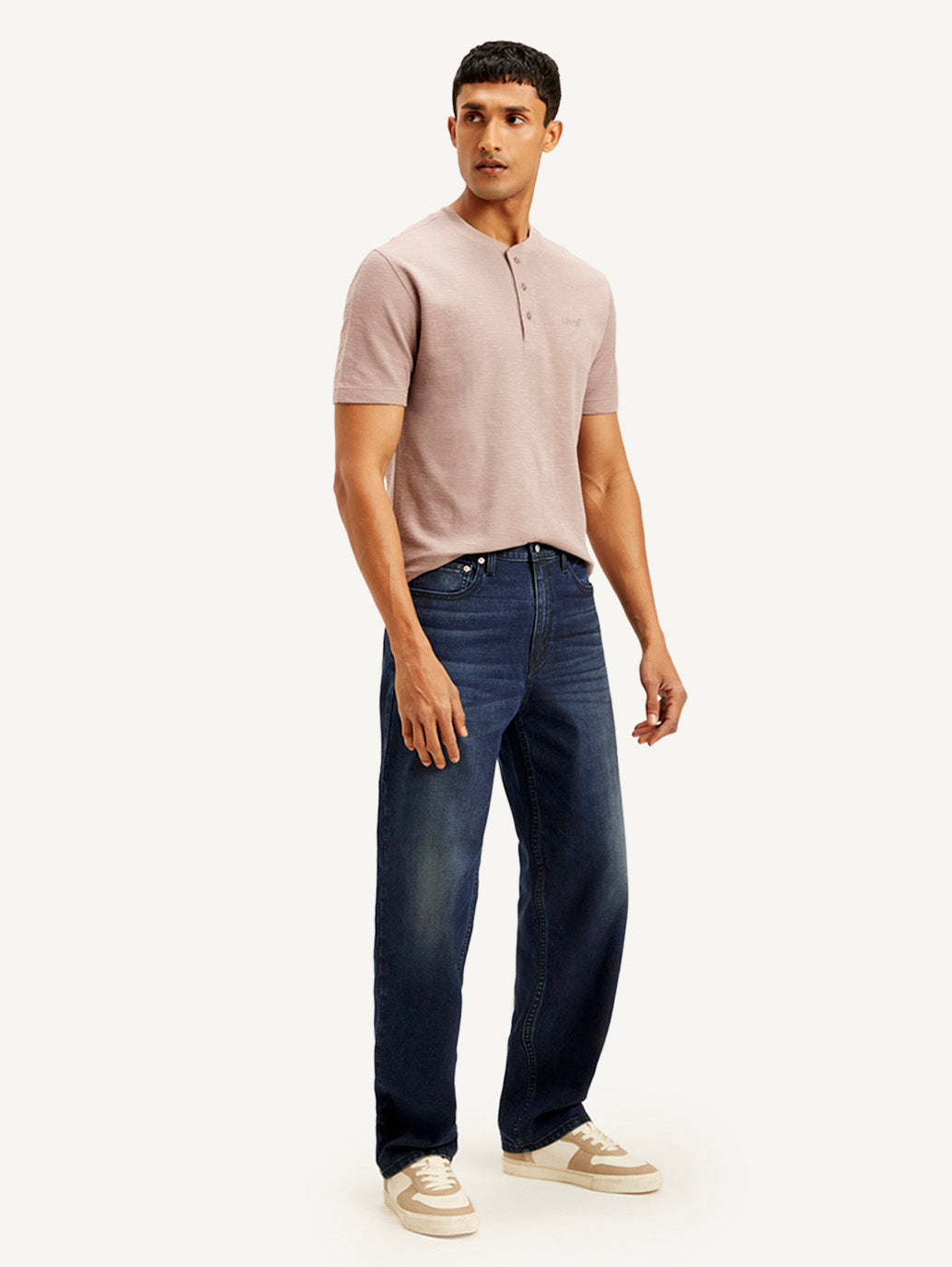 Men's 568 Navy Blue Loose Fit Mid Rise Jeans