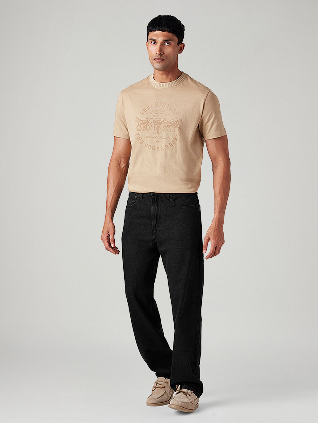 Men's 568 Black Loose Fit Mid Rise Jeans
