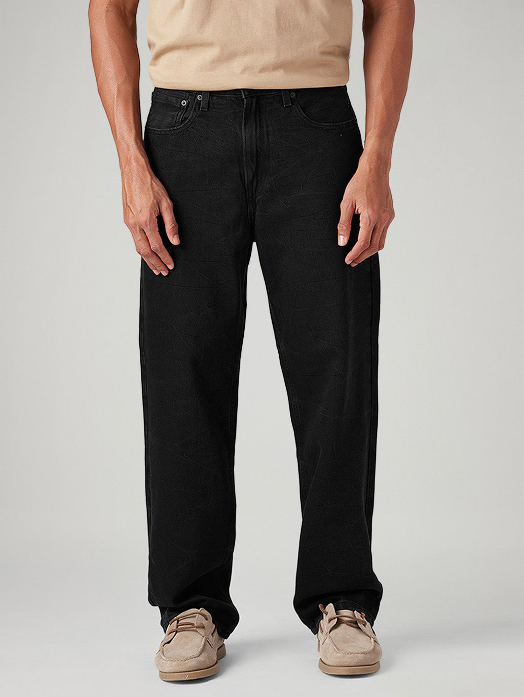 Men's 568 Black Loose Fit Mid Rise Jeans