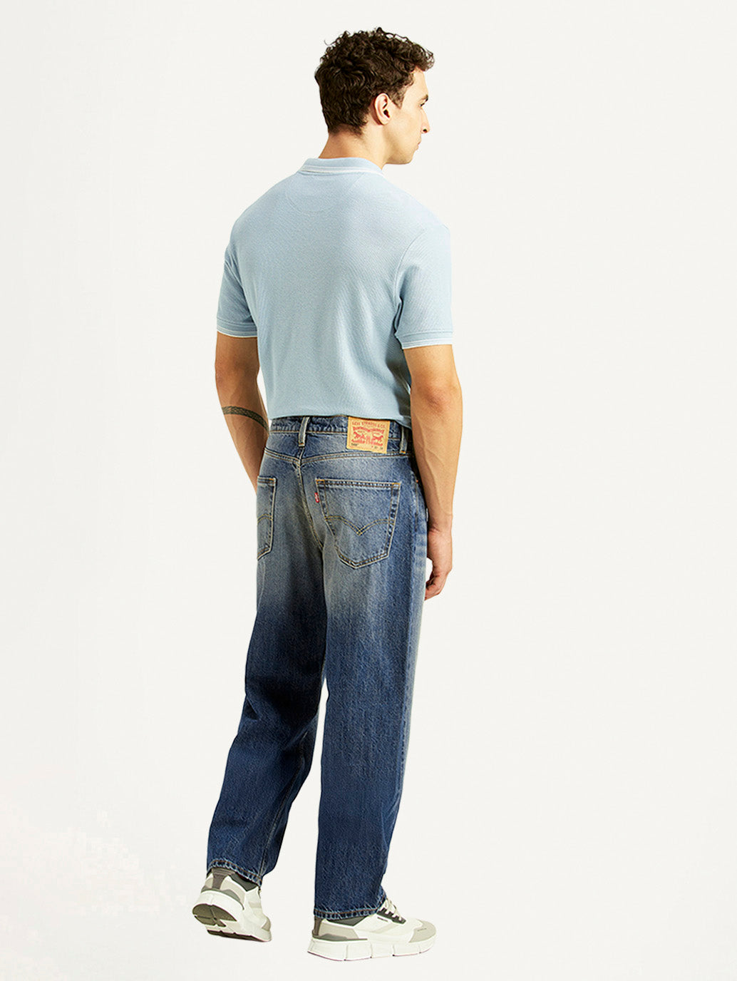 Men's 568 Blue Baggy Fit Mid Rise Jeans